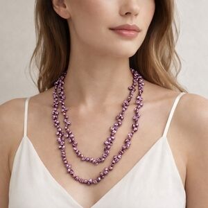 Vintage Freshwater‎Pink Mauve  Pearl necklace